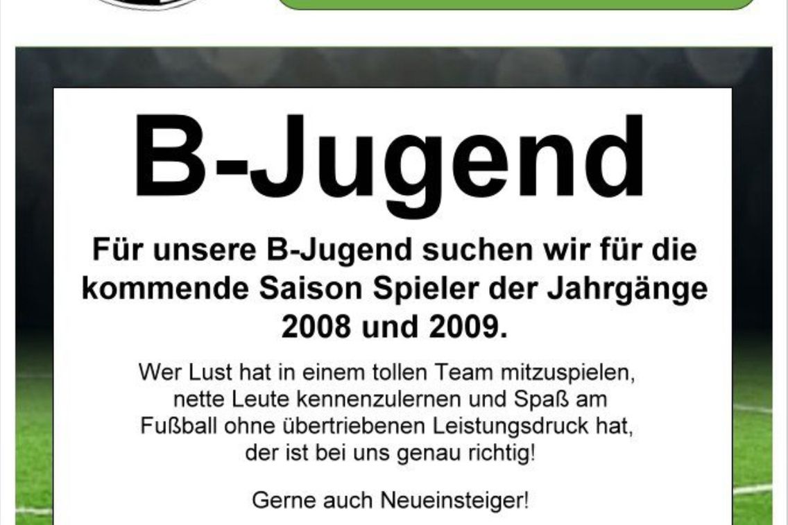 Foto zum Newsartikel B- Jugend: Spieler gesucht